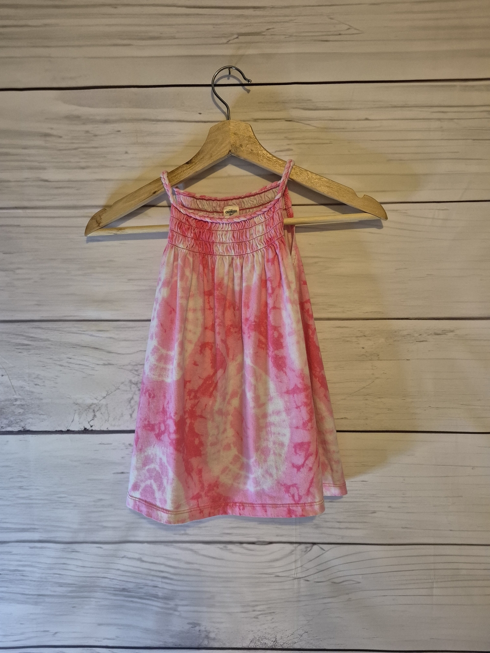 Pink Tie-Dye Tank Top Braided Straps Size 7 Summer Beach Vacation Casual